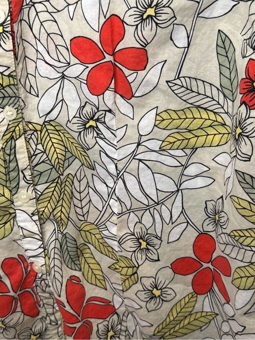 Pappagallo Red Sage White Floral Button Front 3/4 Tie Sleeve Blouse PXL - Picture 11 of 11